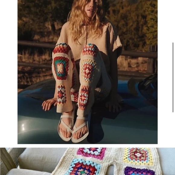 NWT Free People x Flook Slouchy Crochet Trouser Pants - Picture 2 of 6